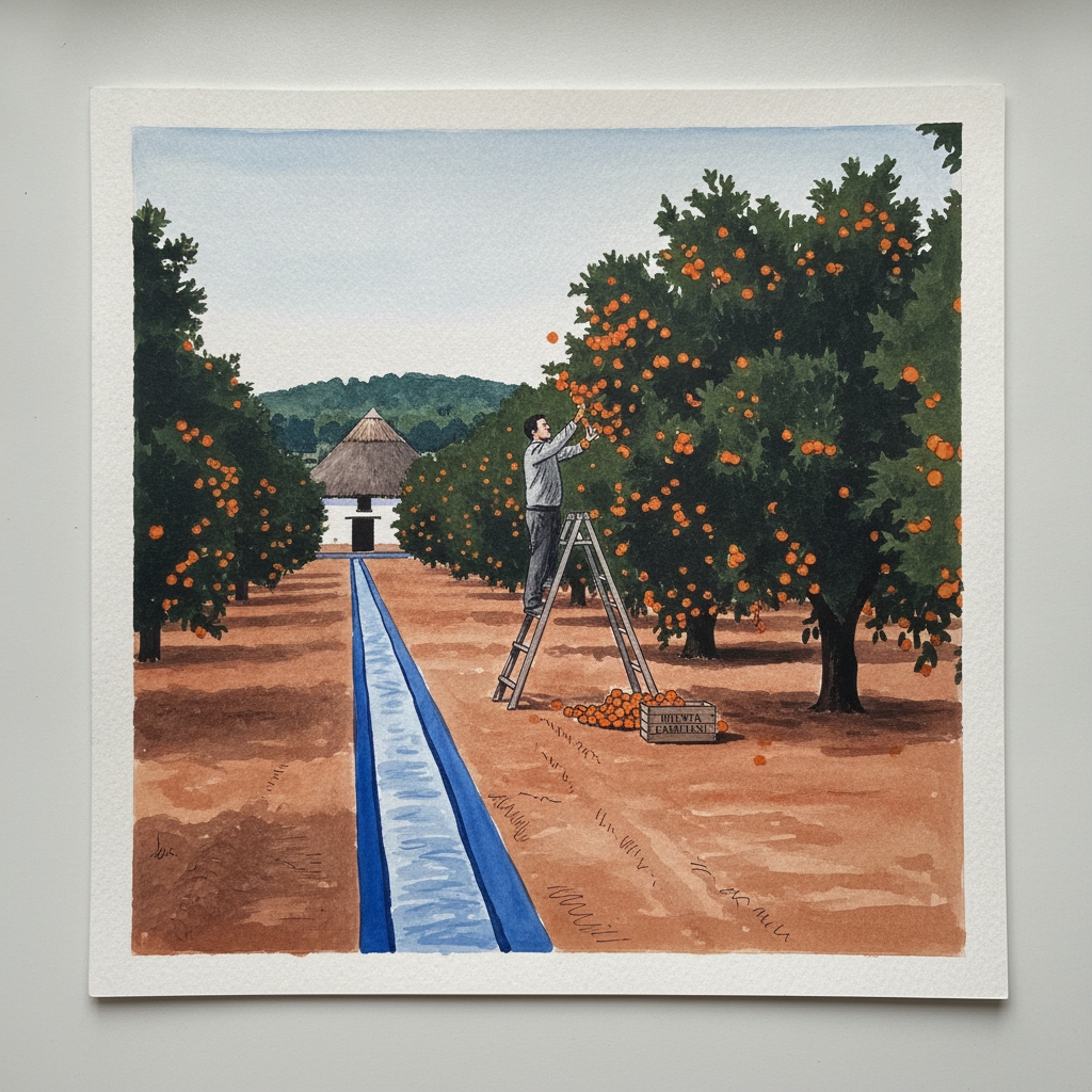 Valencia orange grove, Spain AI-generated Alternative interpretation example