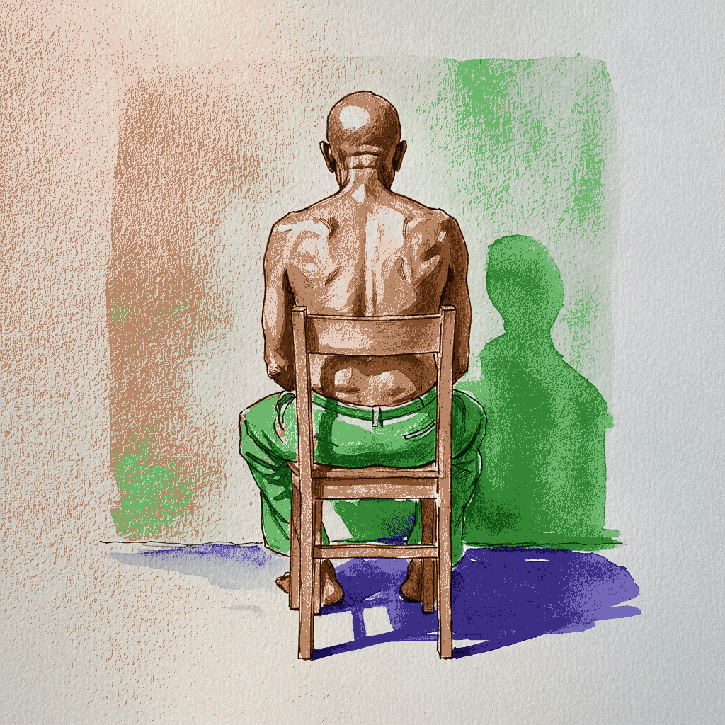 Nigerian man 60s on chair, rounded back example 3