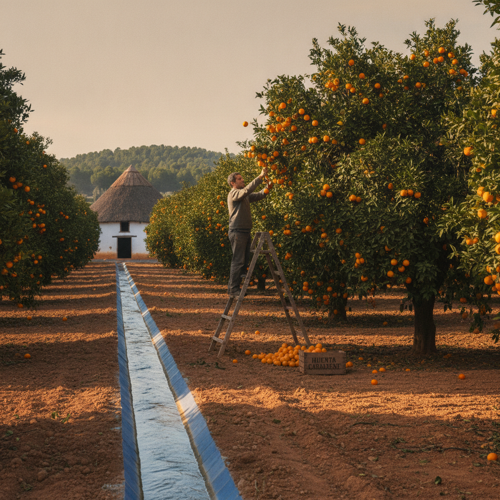 Valencia orange grove, Spain AI-generated photoreal reference