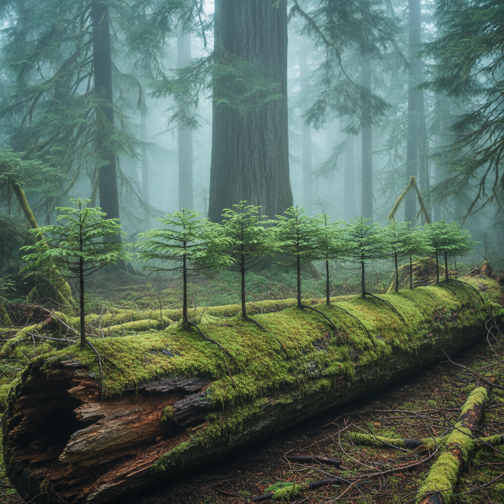 Olympic Peninsula Sitka spruce nurse log, Hoh Valley photo reference
