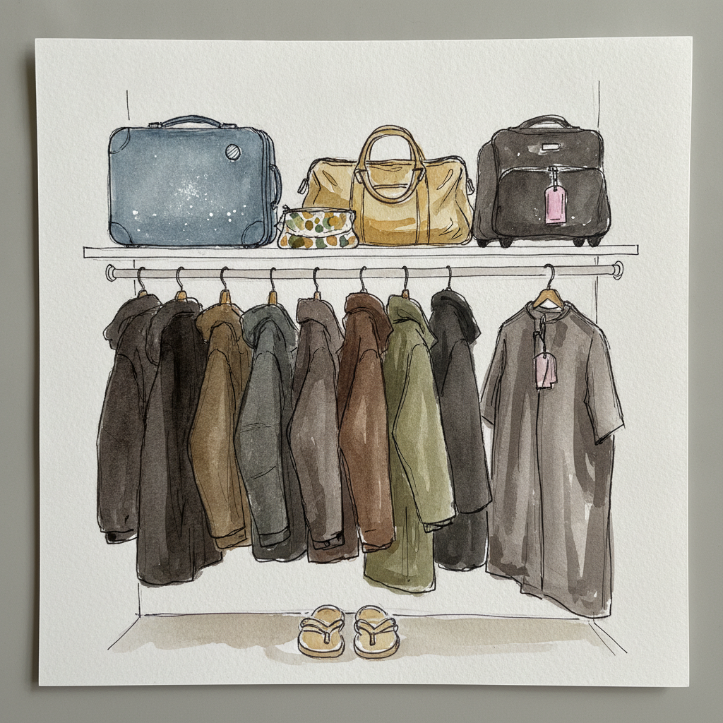 Closet with luggage on shelf AI-generated Loose & airy example