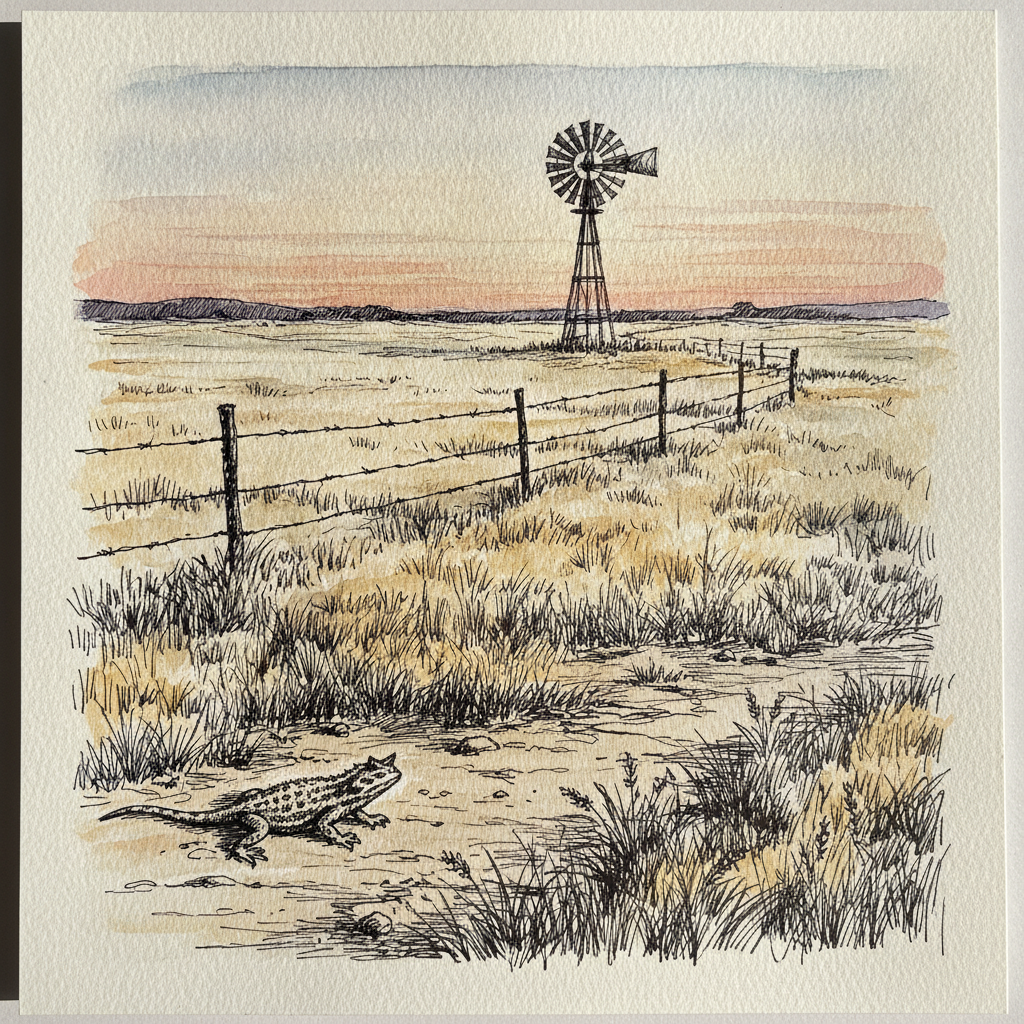 Distant windmill at a section well — Kansas example 1