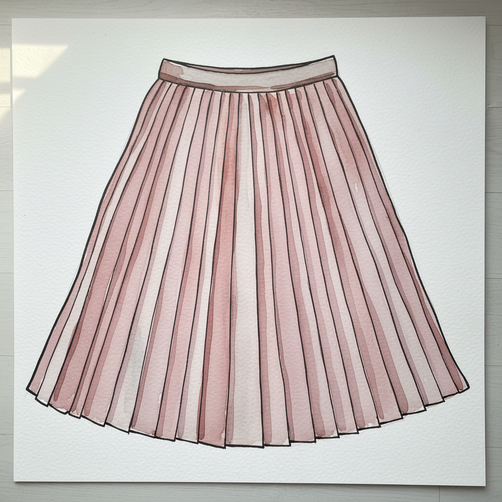 Knife-pleated midi skirt flat Loose & airy