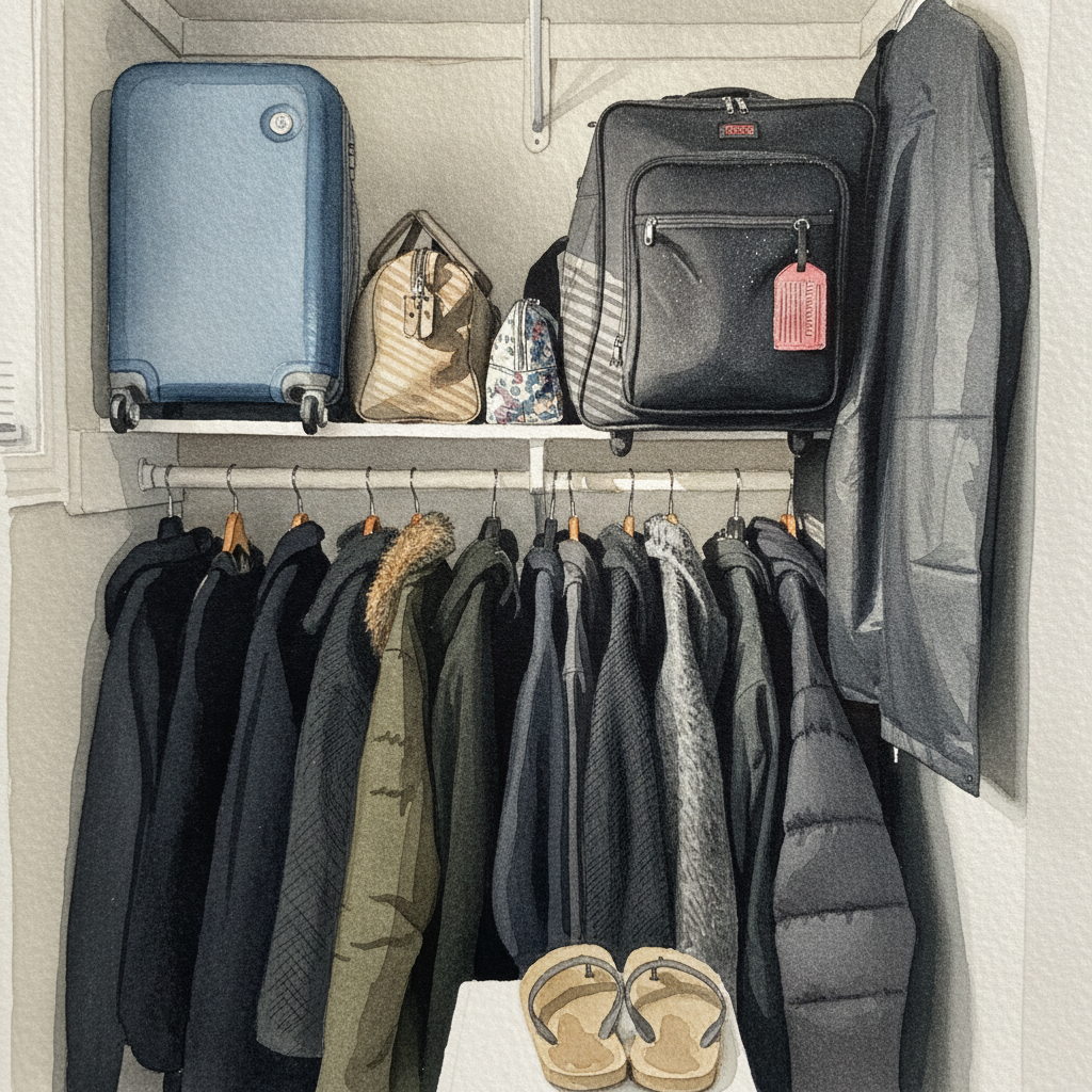 Closet with luggage on shelf AI-generated Tighter & richer example