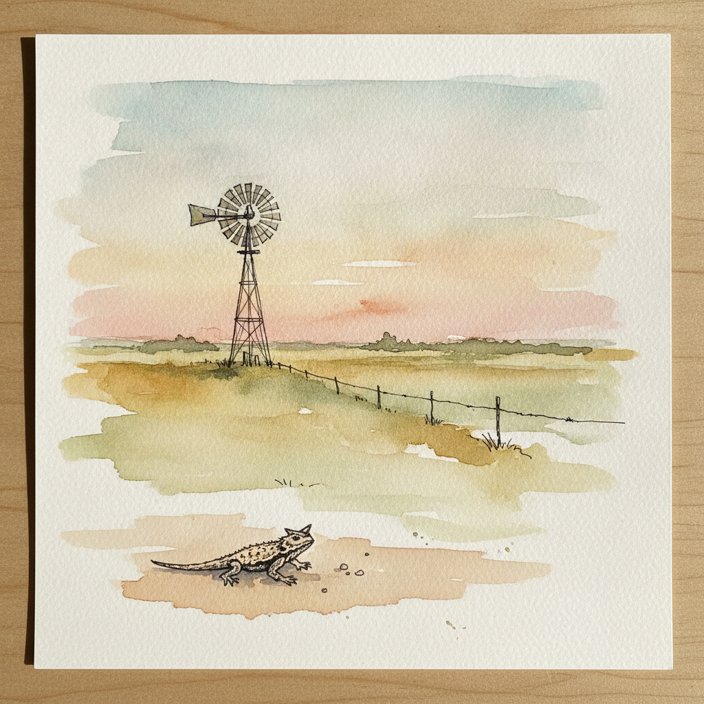 Distant windmill at a section well — Kansas example 2