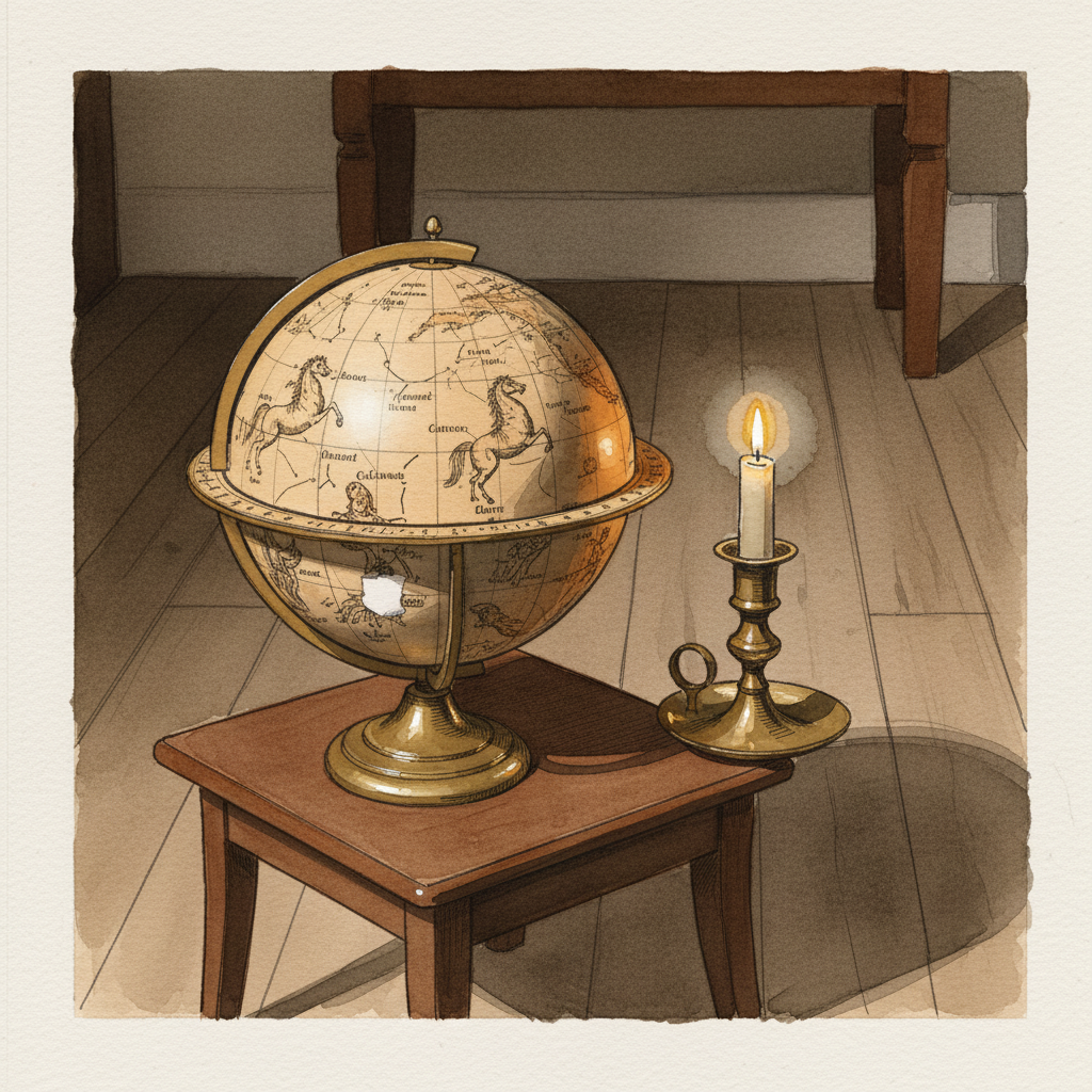 Antique celestial globe by candlelight Tighter & richer