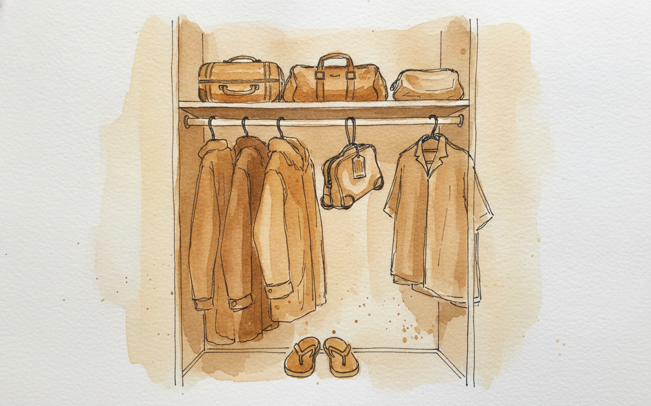 Closet with luggage on shelf AI-generated Alternative interpretation example
