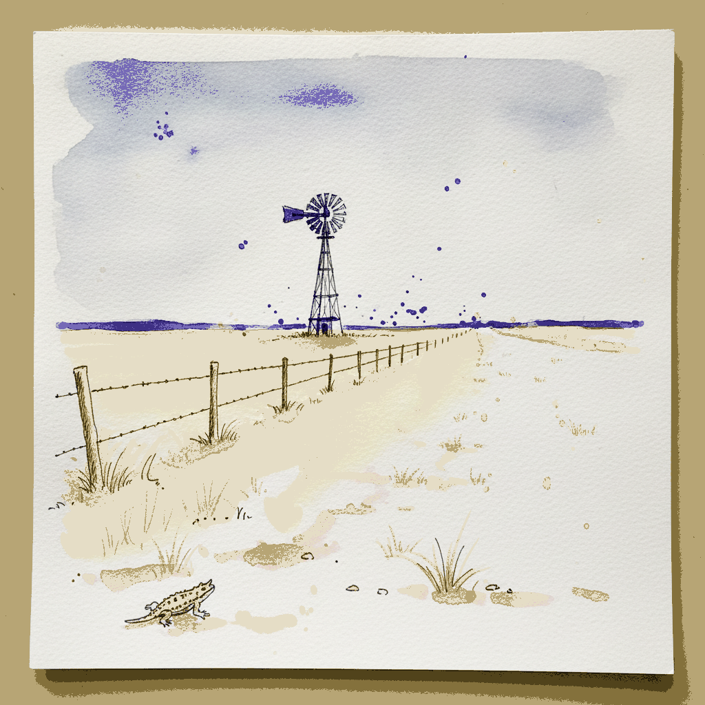 Distant windmill at a section well — Kansas example 3