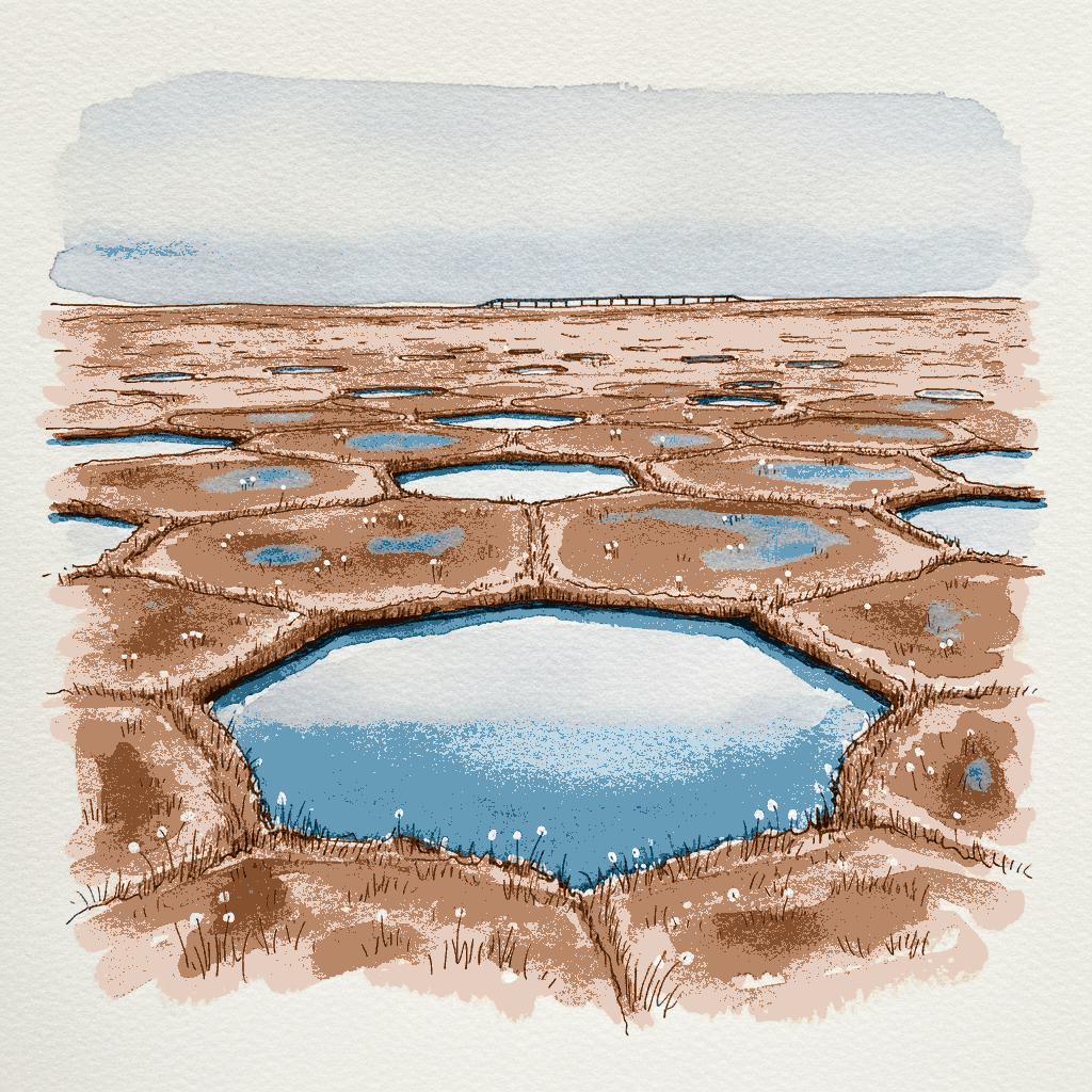 Polygonal permafrost ground, Prudhoe Bay tundra, Alaska, August afternoon example 3