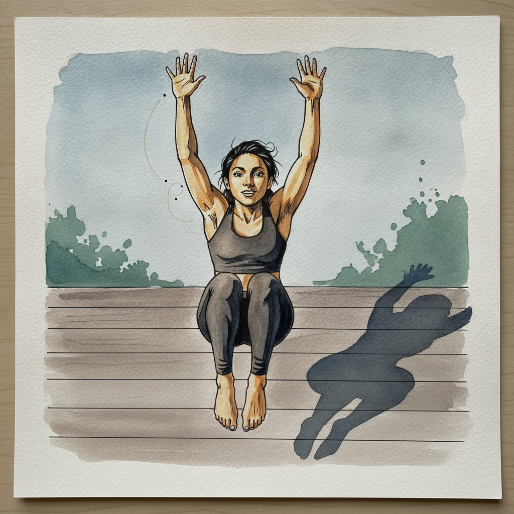 Pop jump, knees forward, energetic Alternative interpretation