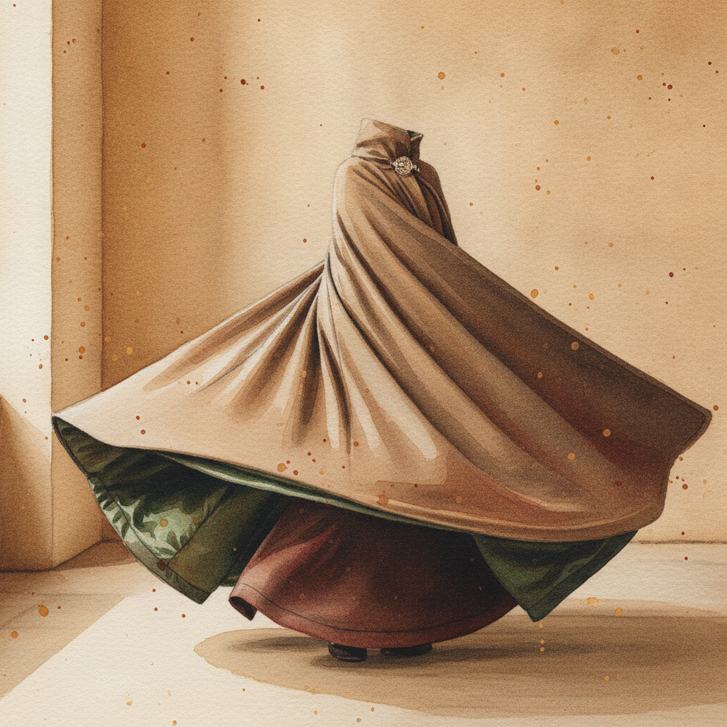 Cloak swirling around a figure Alternative interpretation