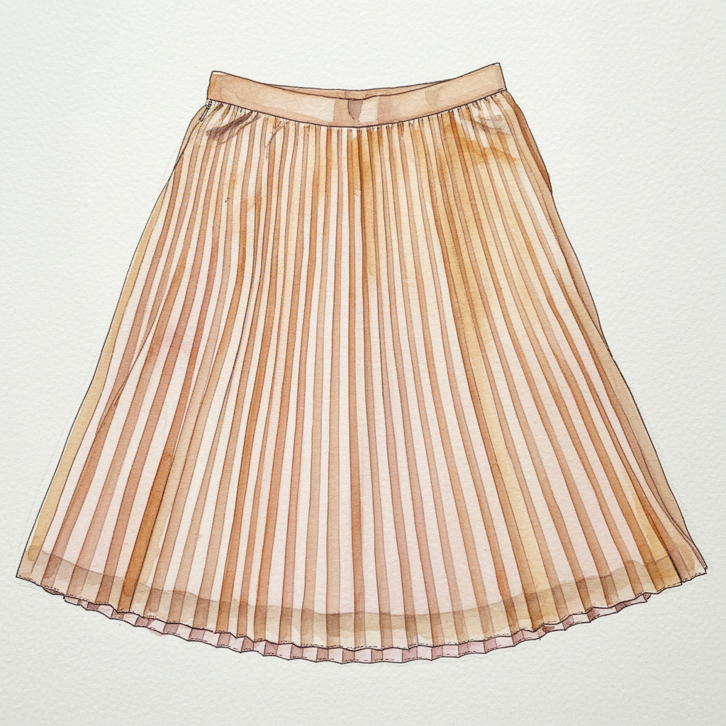 Knife-pleated midi skirt flat Alternative interpretation