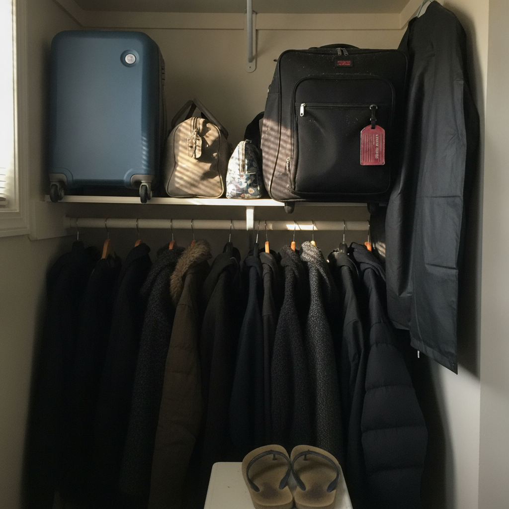 Closet with luggage on shelf AI-generated photoreal reference