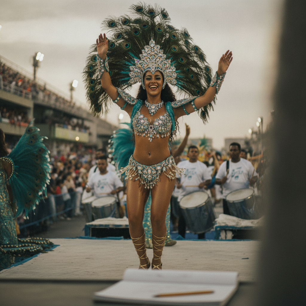 Brazilian samba dancer AI-generated photoreal reference