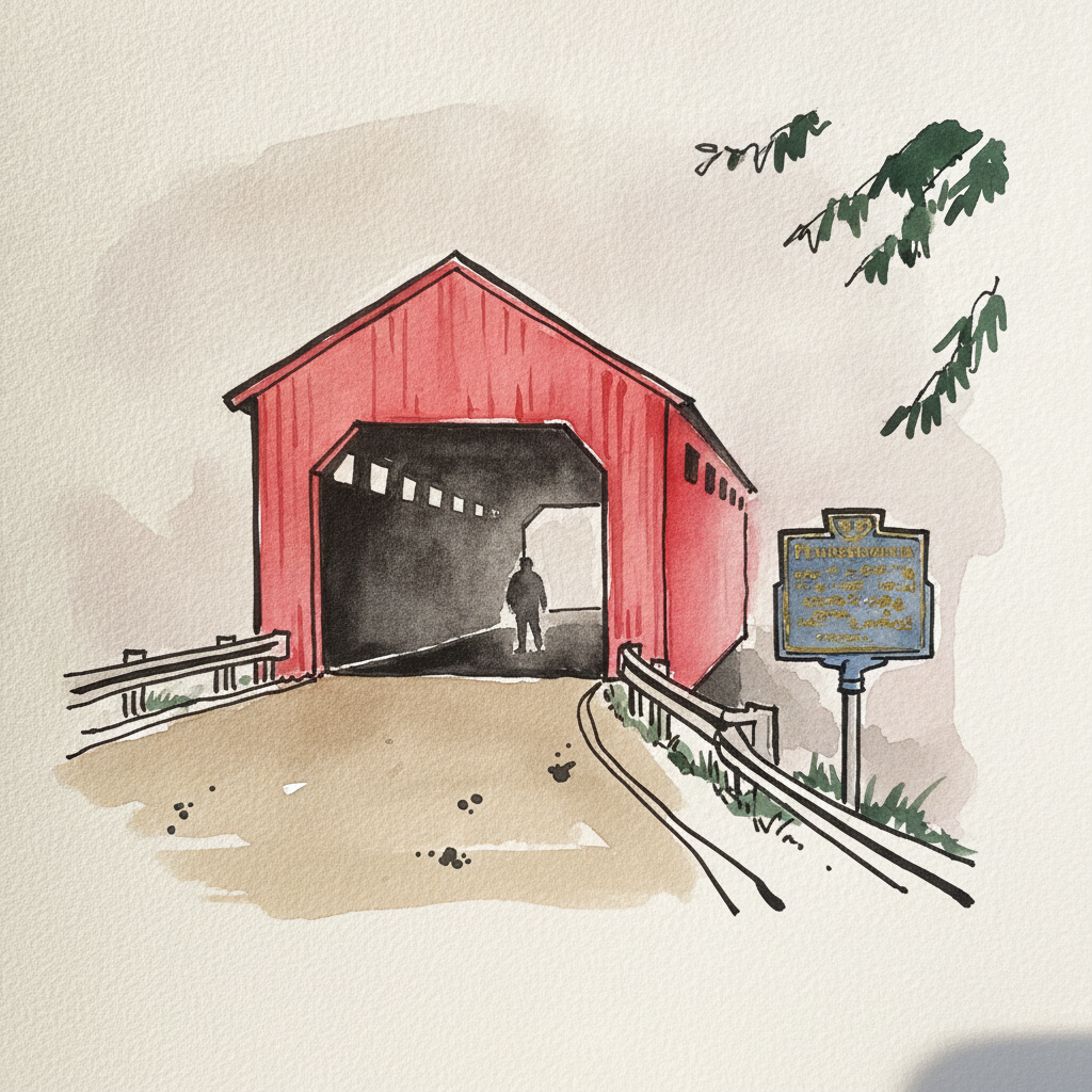 Pennsylvania — Bartram's Bridge in Fog example 1