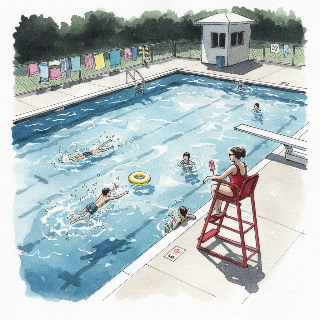 Public pool with lifeguard example 1