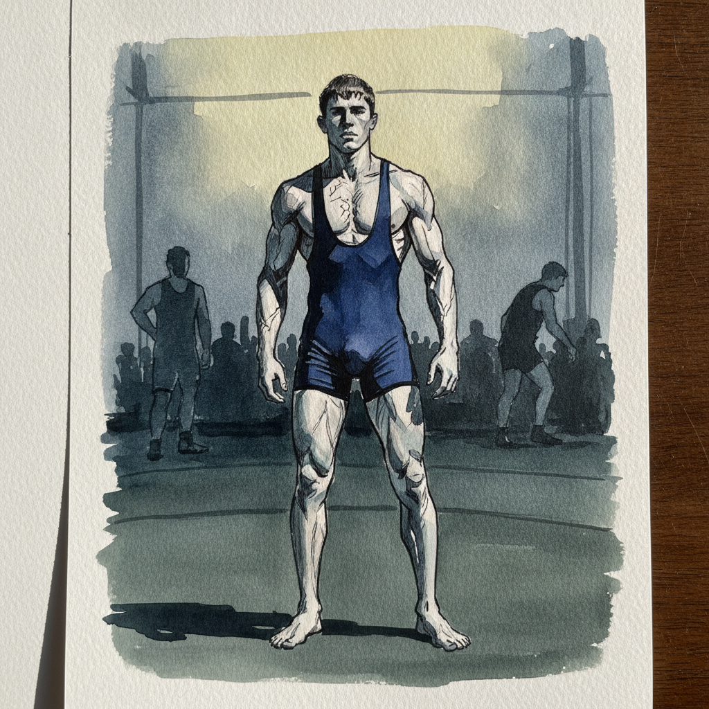 Wrestler with cut muscles example 1