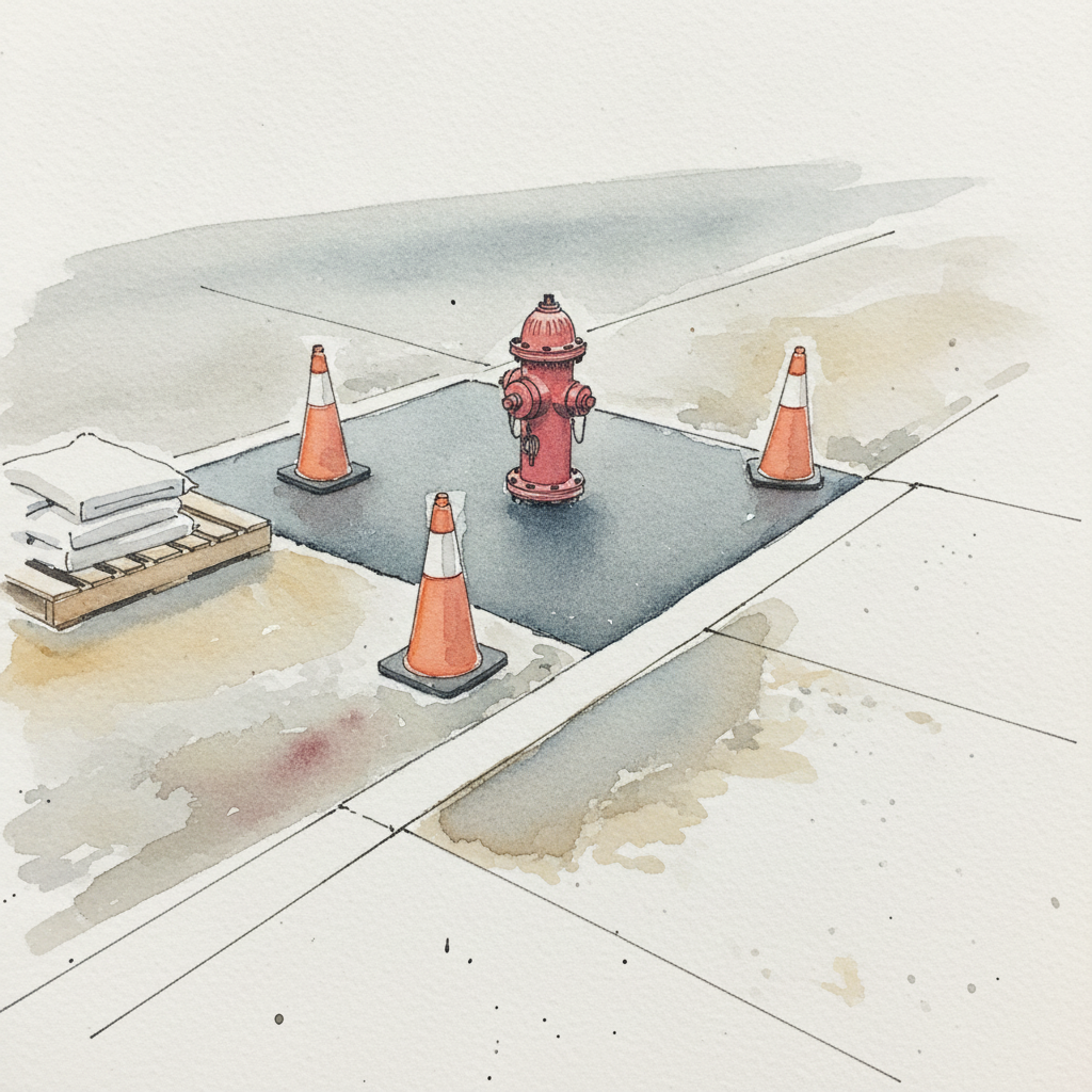 Mid-Renovation Patched Asphalt example 2