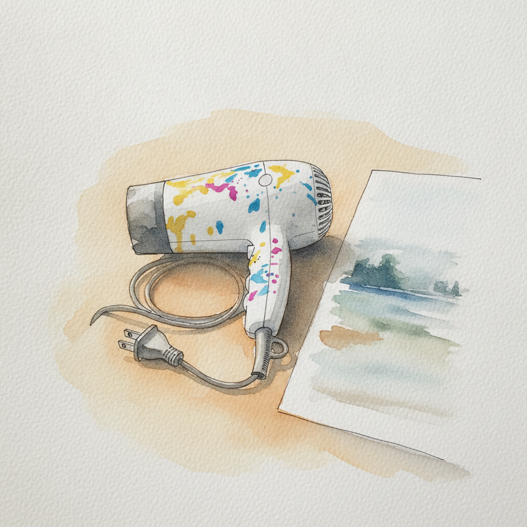 Hair dryer for watercolor example 2