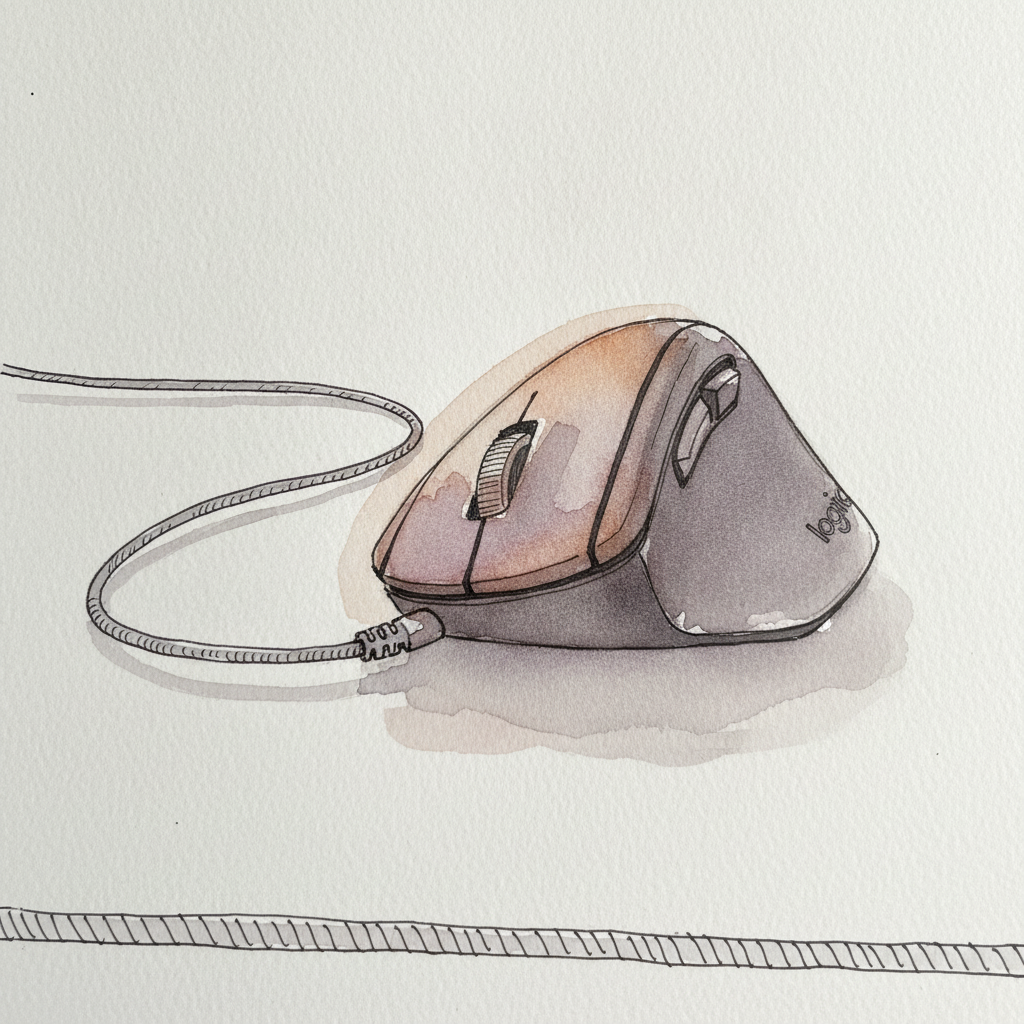 Ergonomic mouse with cable example 2