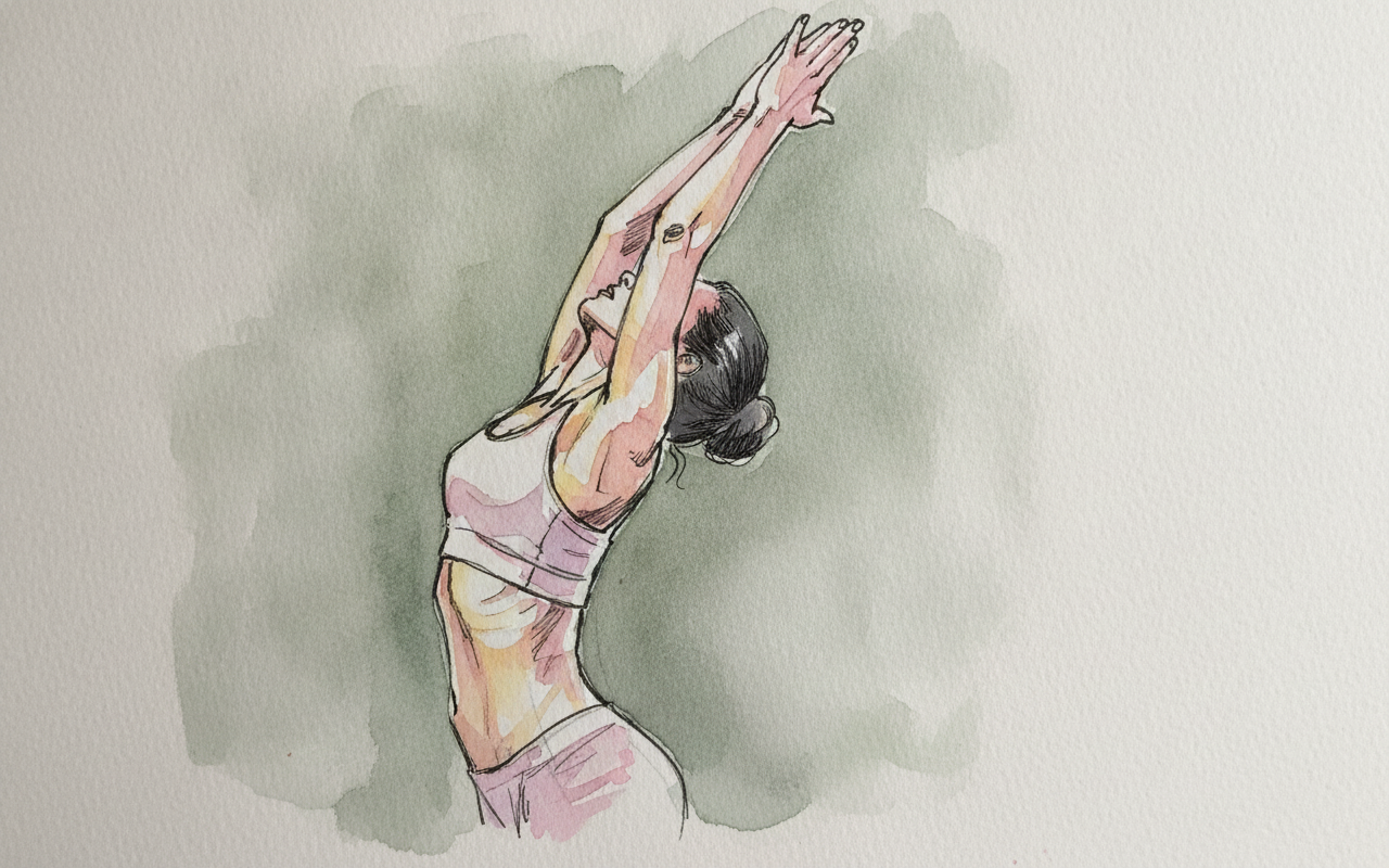 Standing backbend with hands clasped overhead example 3