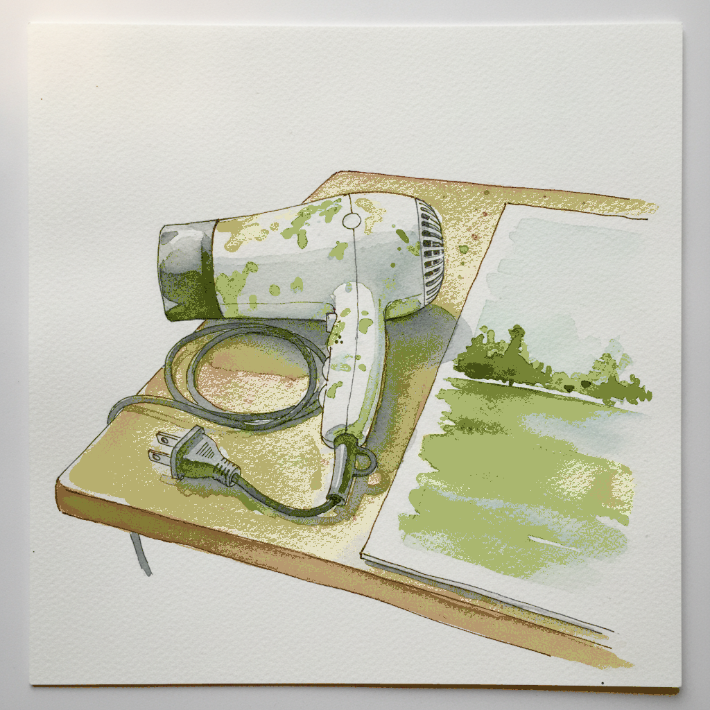 Hair dryer for watercolor example 3