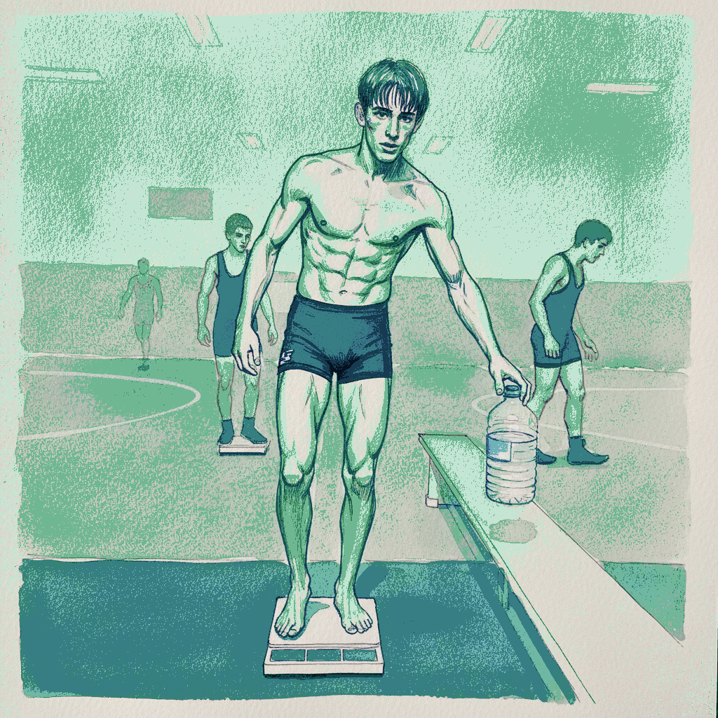 Wrestler with cut muscles example 3