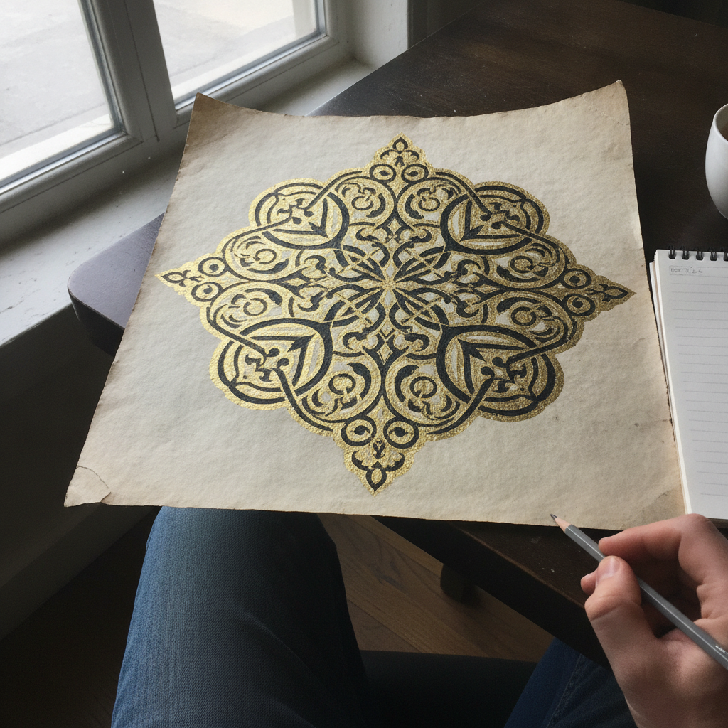 Arabic Tughra Sultan AI-generated photoreal reference