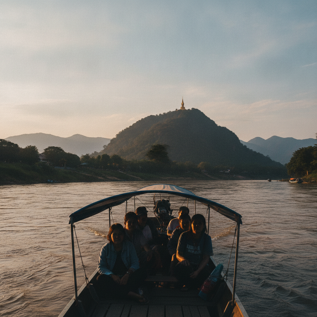 Mekong at Luang Prabang, Laos AI-generated photoreal reference