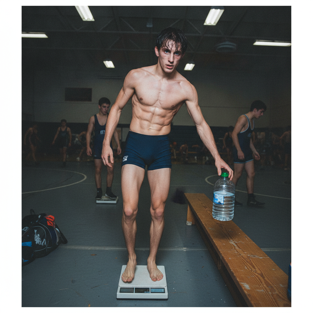 Wrestler with cut muscles AI-generated photoreal reference