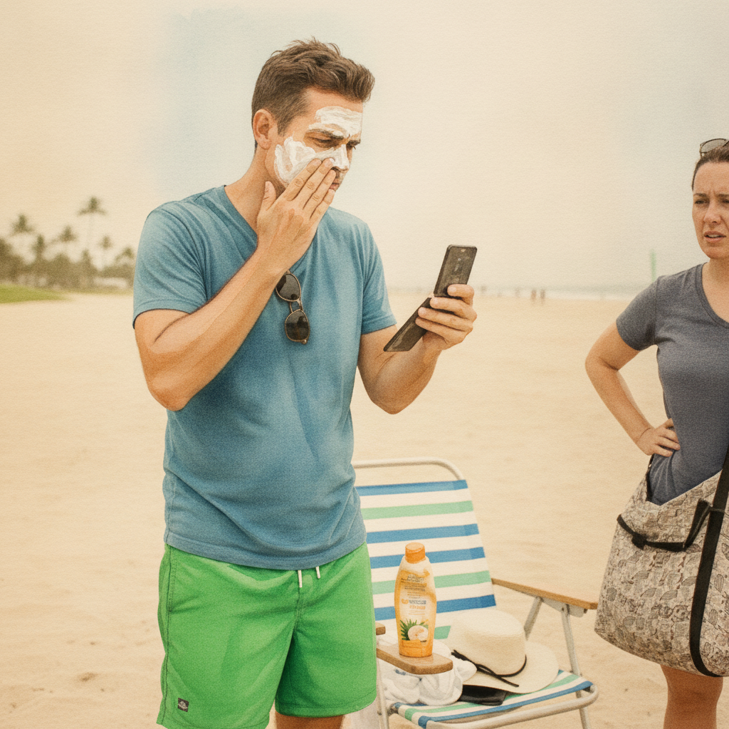 Person applying sunscreen example 1