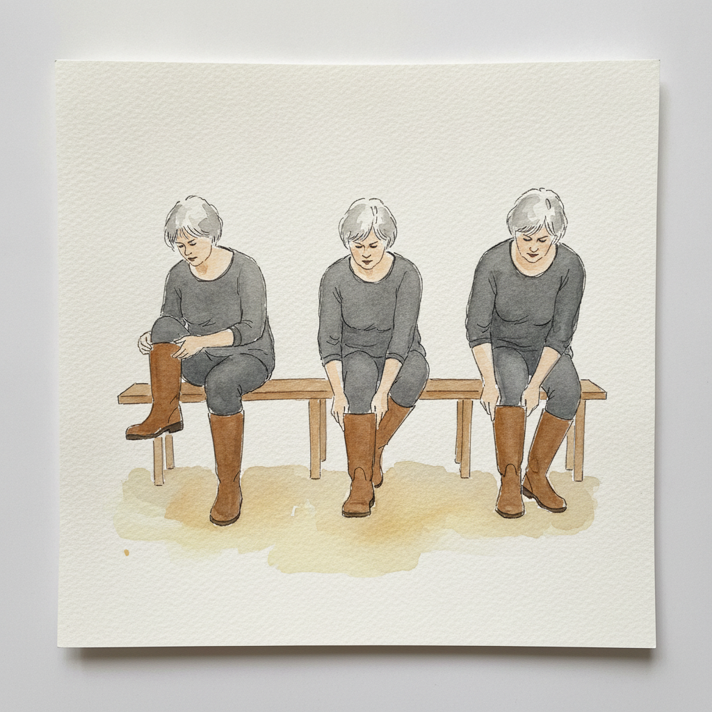 Pulling on boots three figures example 1
