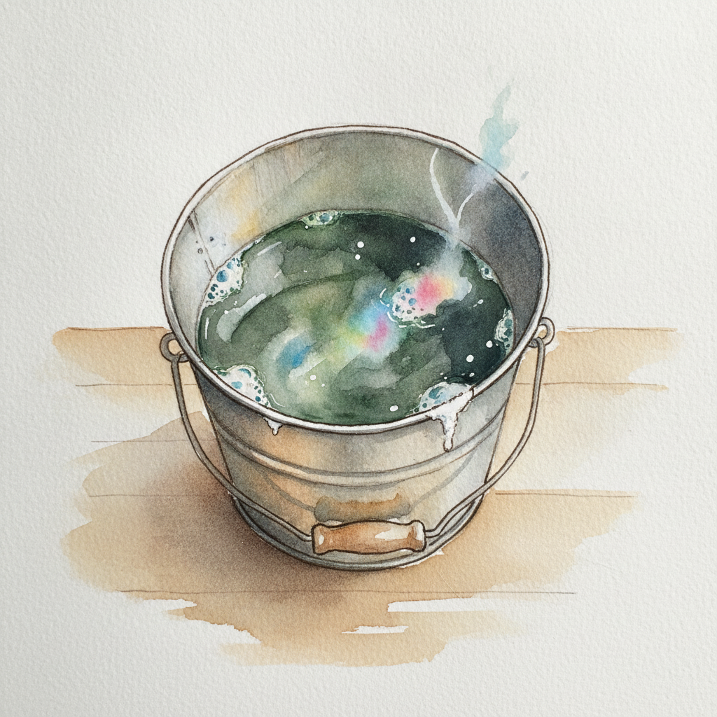 Bucket with Soapy Water example 1