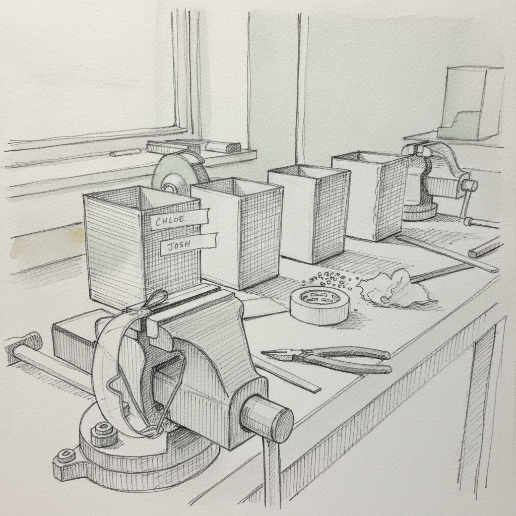 School shop bench at lesson's end example 1