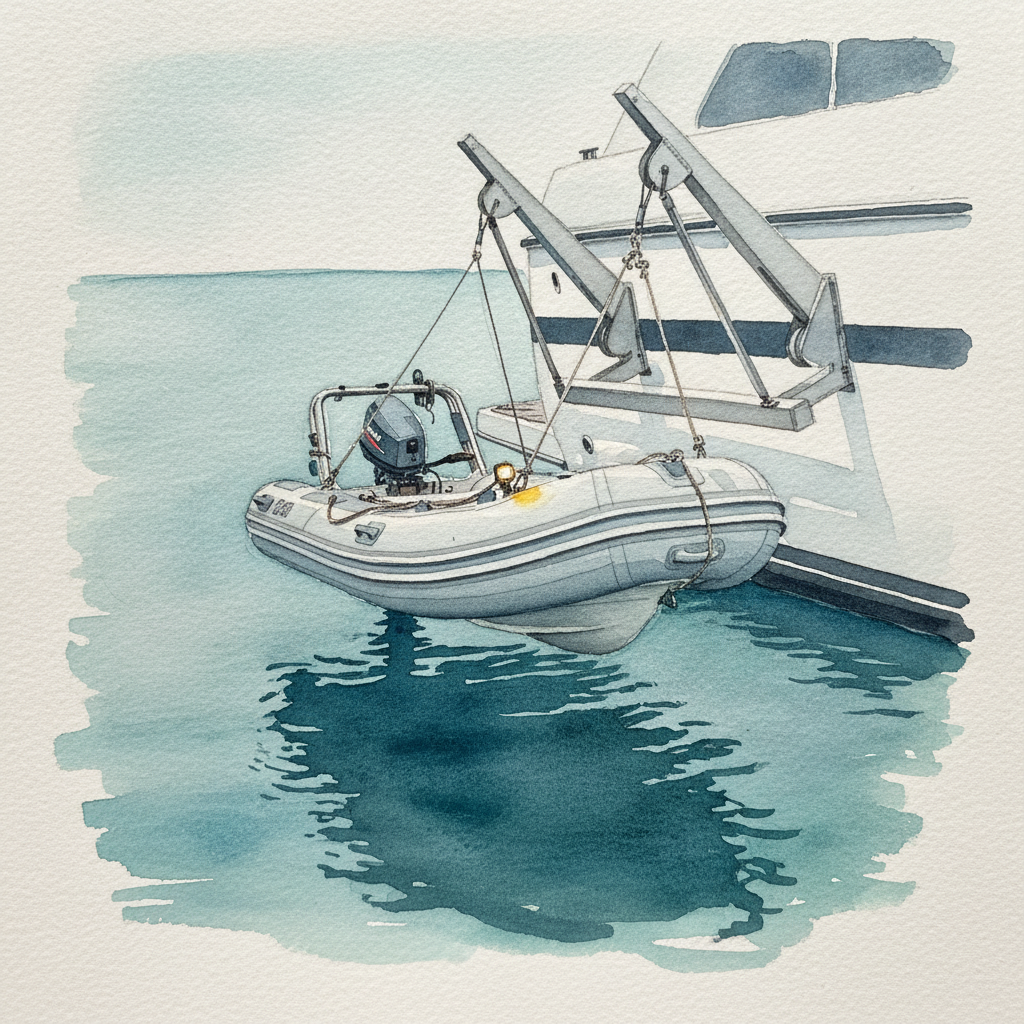 Dinghy Stored on Davits example 1