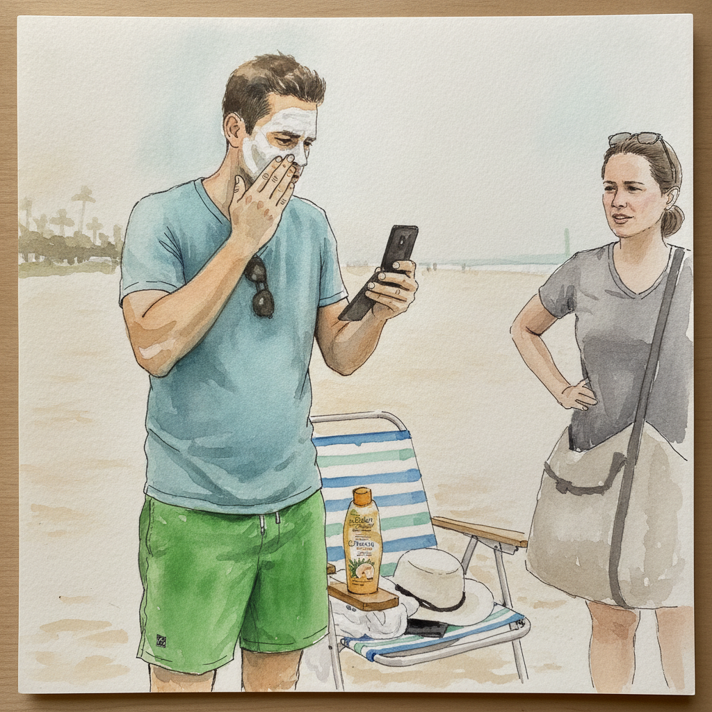 Person applying sunscreen example 2