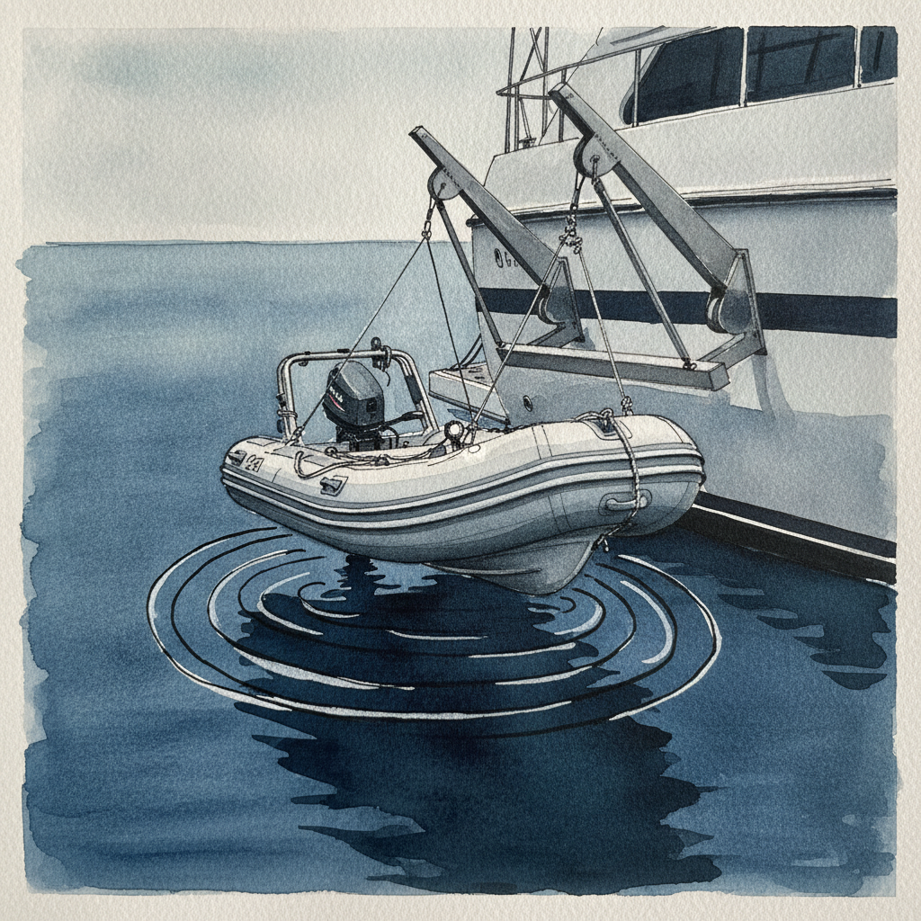 Dinghy Stored on Davits example 2