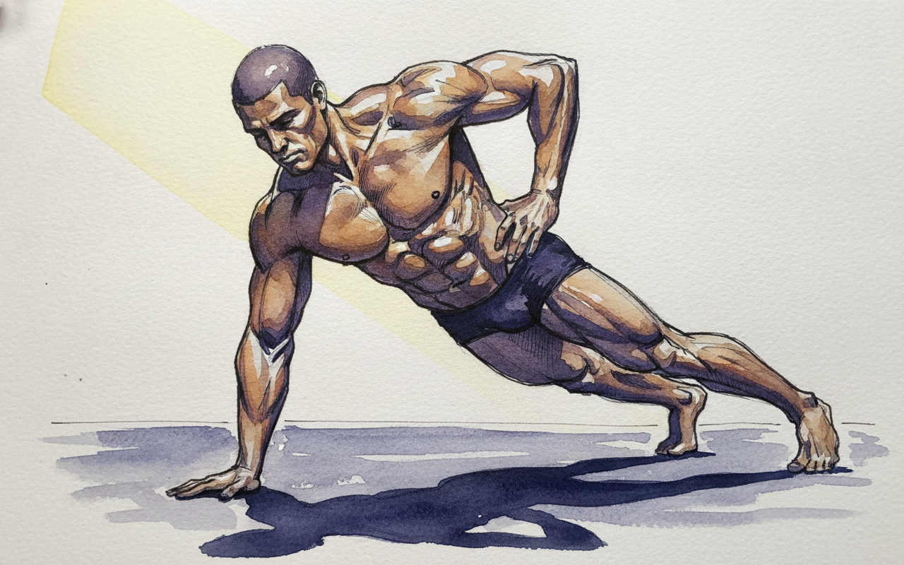 High plank with shoulder tap example 2