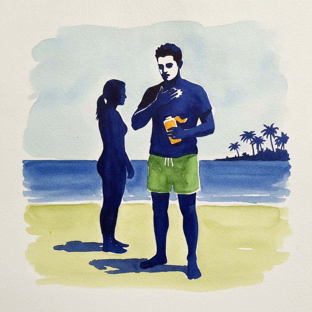 Person applying sunscreen example 3