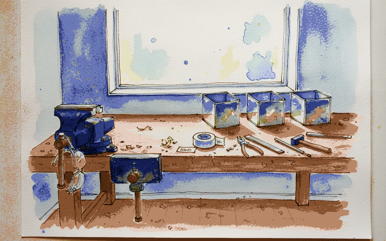 School shop bench at lesson's end example 3