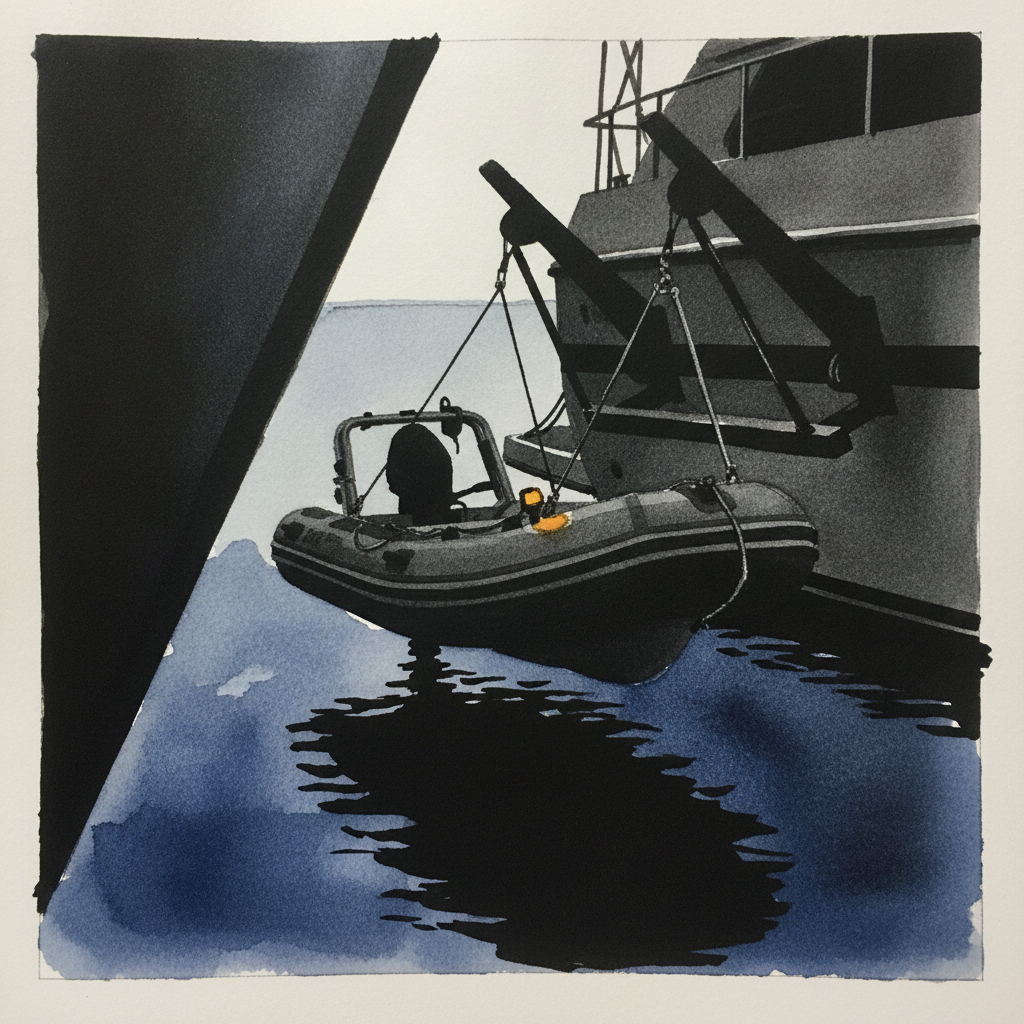 Dinghy Stored on Davits example 3
