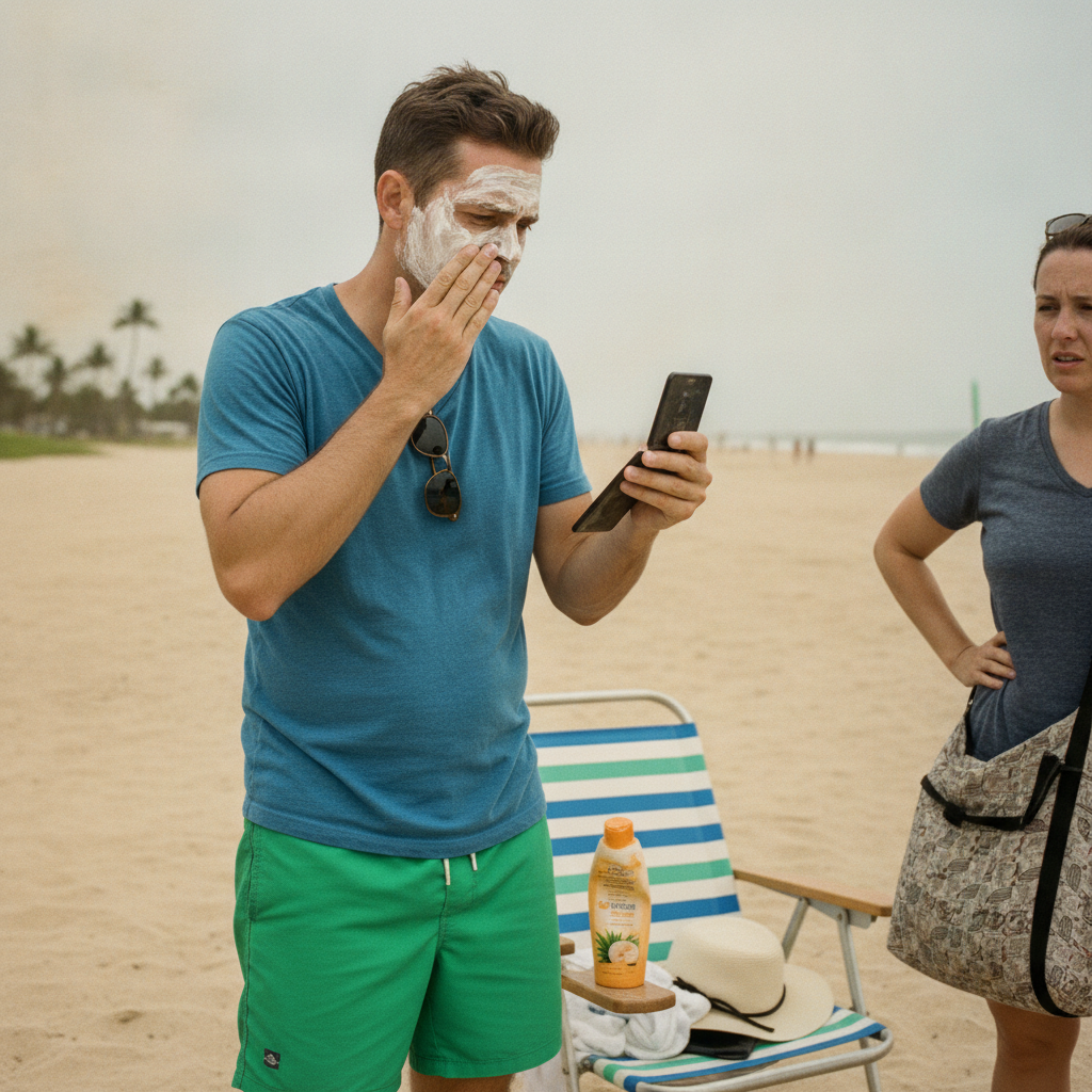 Person applying sunscreen AI-generated photoreal reference