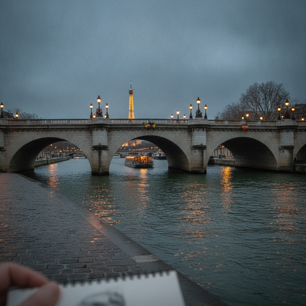 Pont de la Concorde at Dusk AI-generated photoreal reference