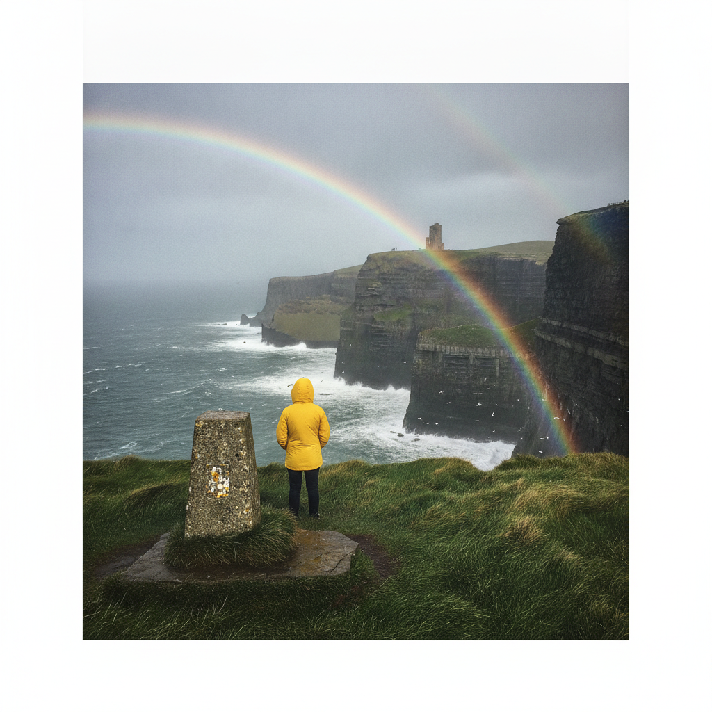 Cliffs of Moher rainbow, Ireland AI-generated photoreal reference