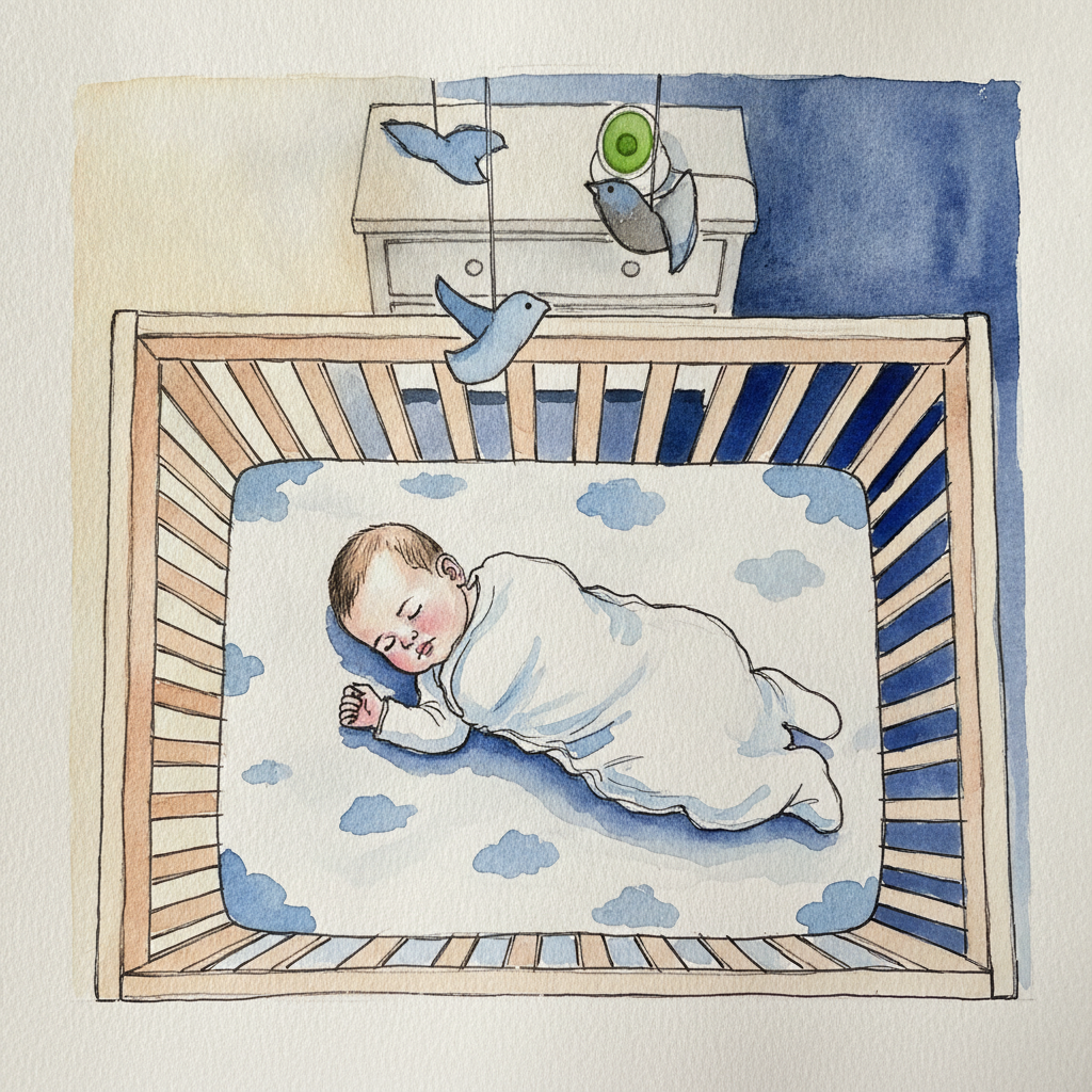 Baby sleeping in crib example 1