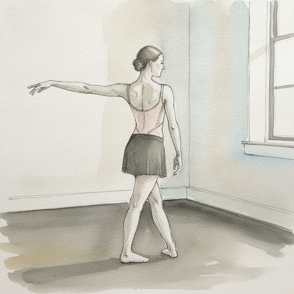 Young dancer with one arm extended example 1