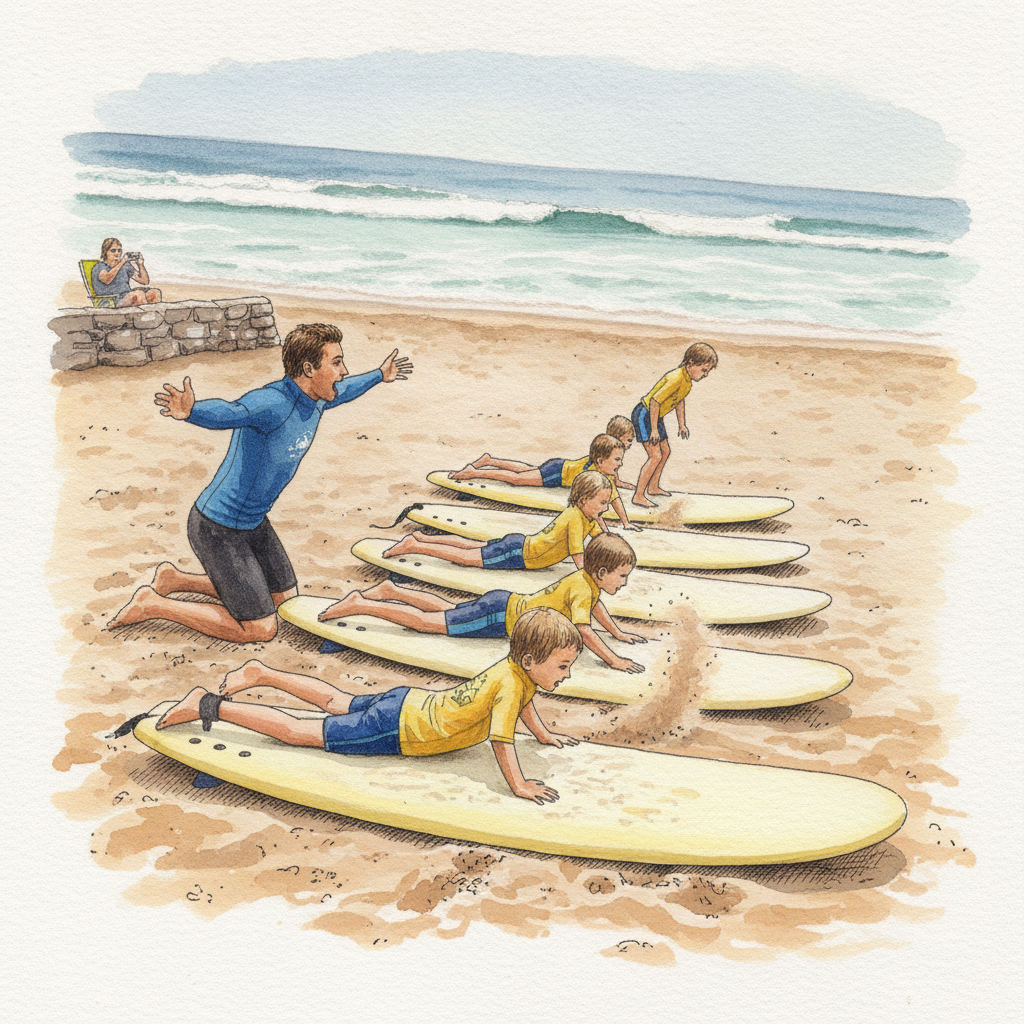 Surf school with kids example 2