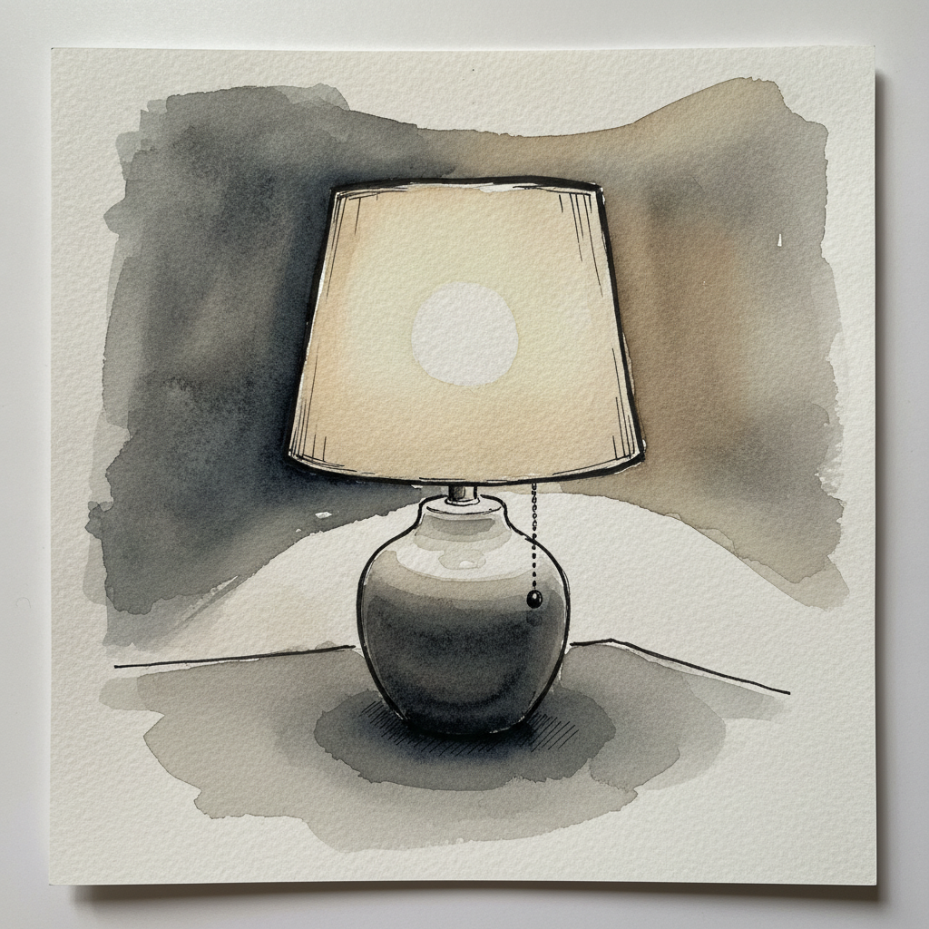 Bedside Lamp, Linen Shade example 2