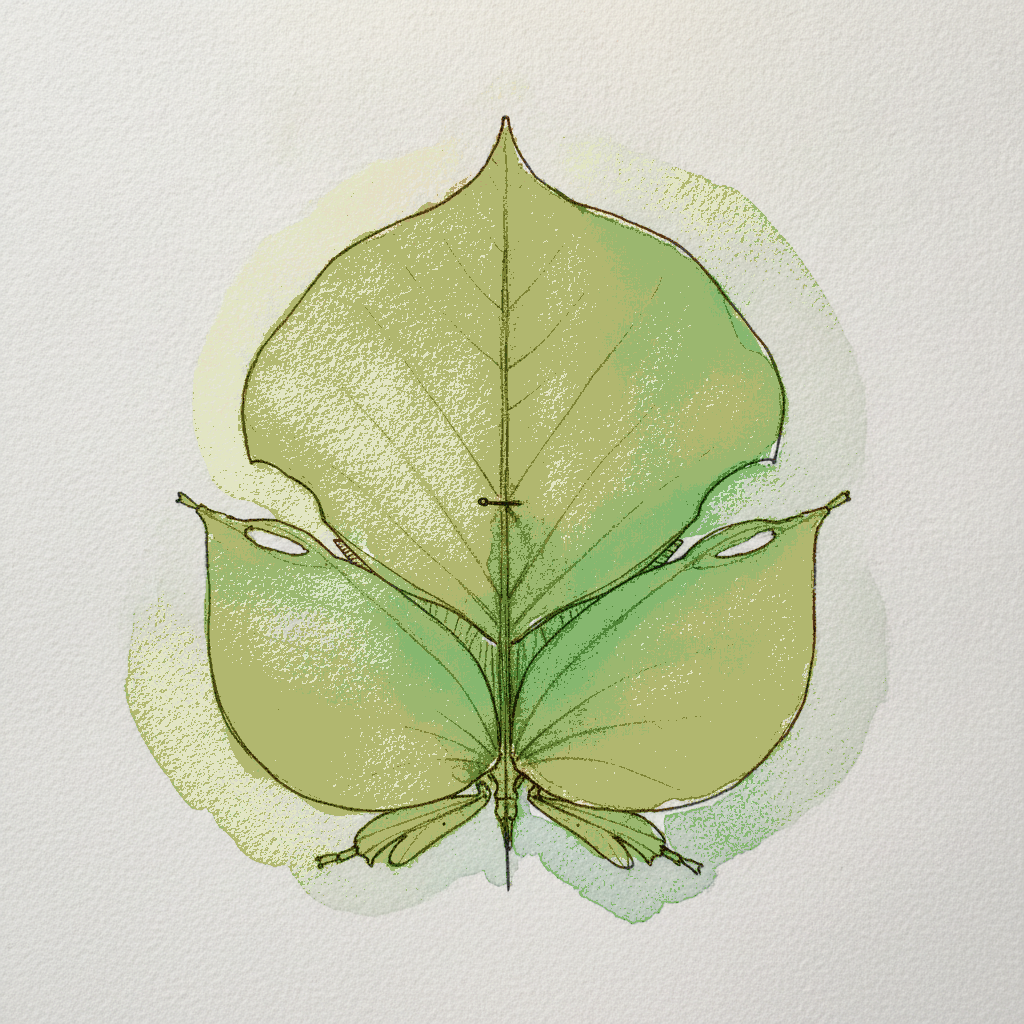 Leaf insect, flat and veined example 3