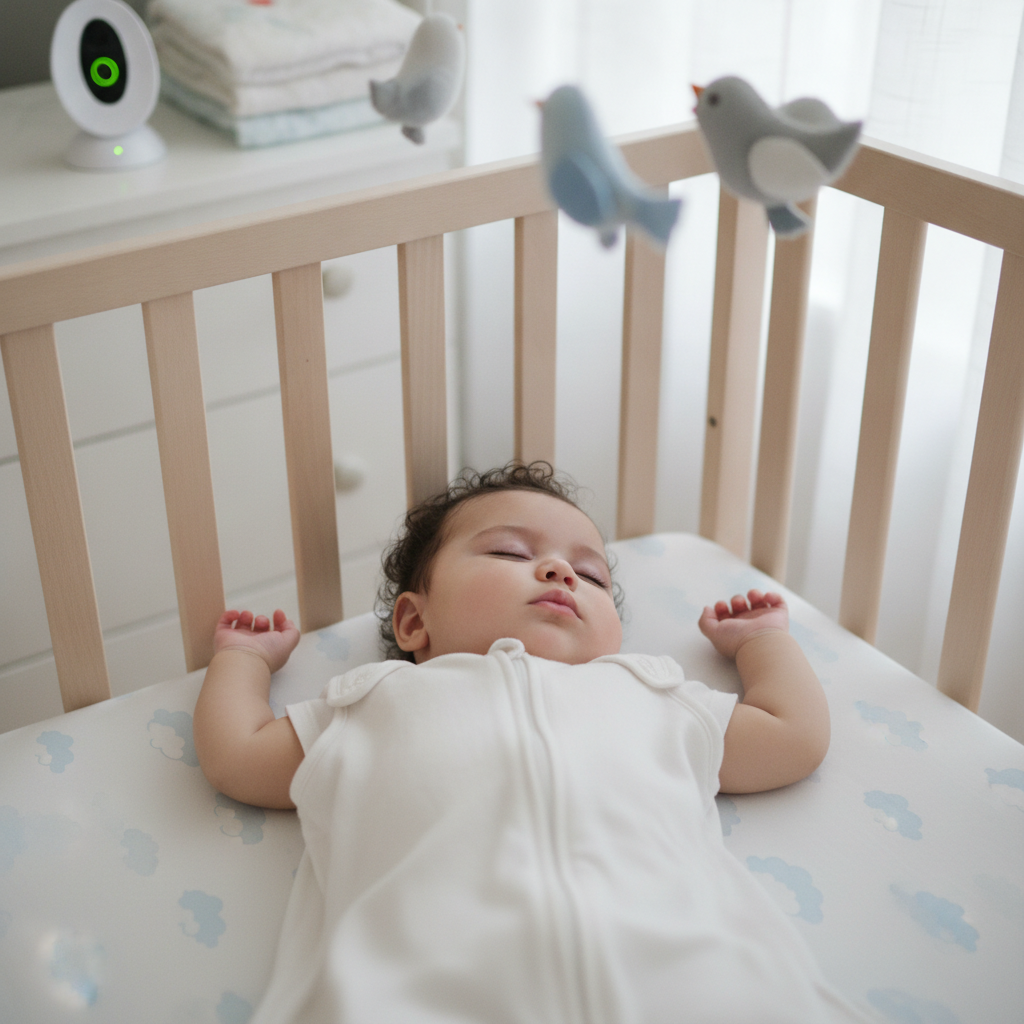 Baby sleeping in crib AI-generated photoreal reference